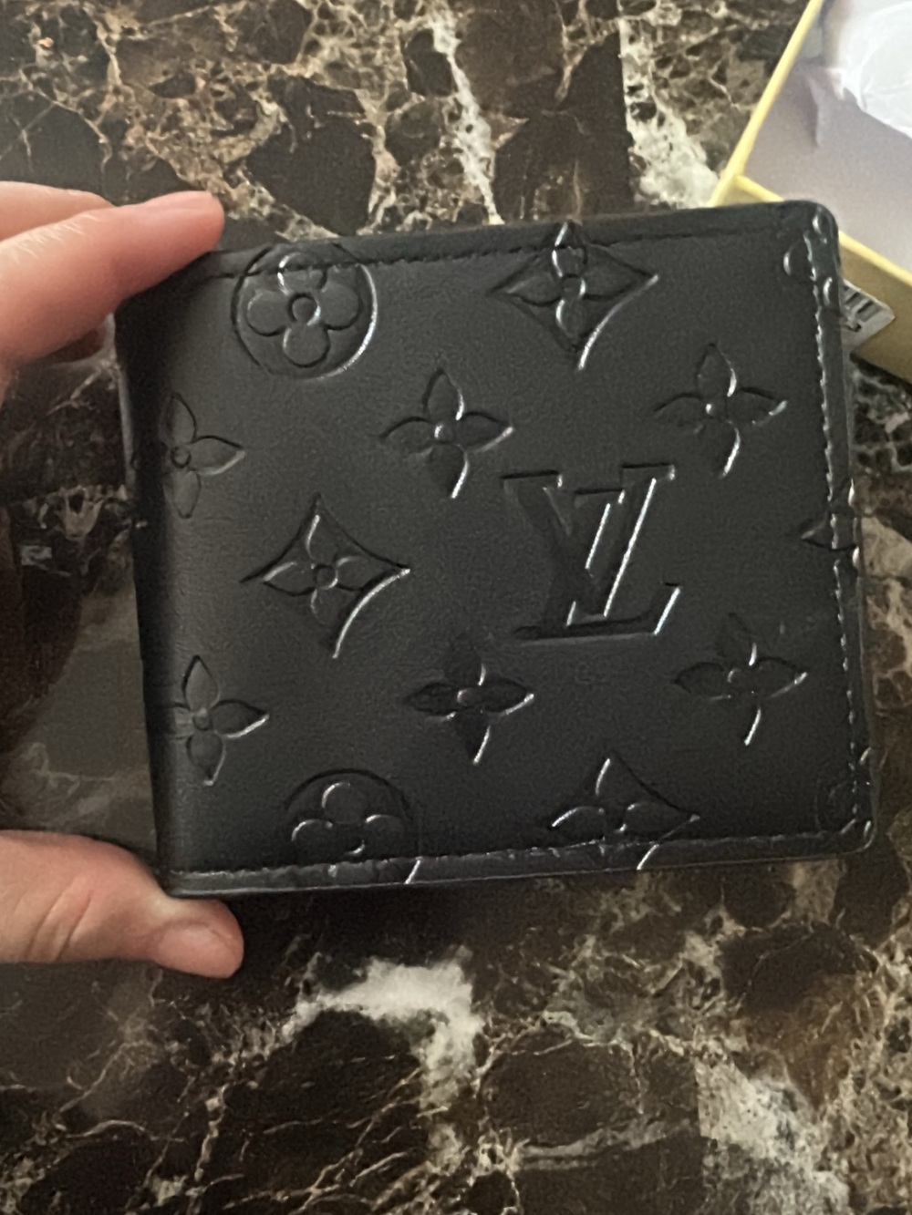 Practical Black  Embossed   Bi-Fold Black Wallet